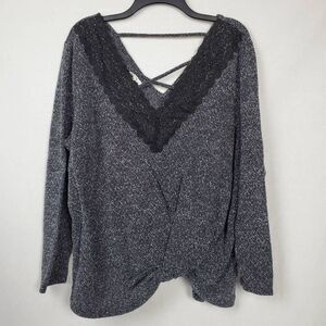 Maurices Women’s Grey V-Neck Long Sleeve Sweater Size 3X Lightweight Soft Knit